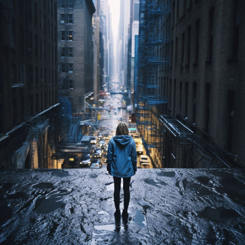 shiftedreality Photo of a woman standing all alone in an urban 788c3376-4b89-456f-ad63-83f6294db92d (1)