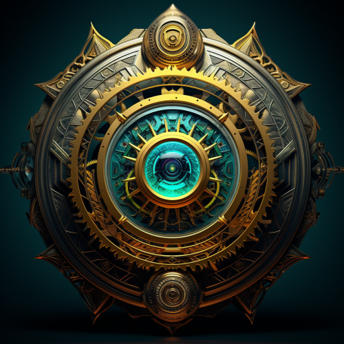 shiftedreality a clock engraved with the eye in the style of fa aca13df2-b281-47e5-8438-cf2afde86968