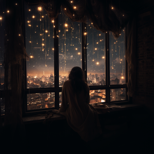 shiftedreality a girl watching the city from the window to her  a876c30c-5a66-417f-baef-c0569af55e95