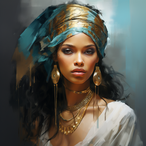 shiftedreality a painting of a beautiful woman wearing a head t ceb0042f-08cd-402f-b50a-de44f7343634