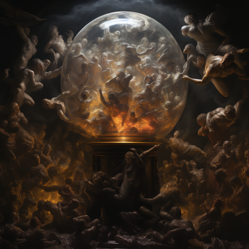 shiftedreality a photo of a fishbowl filled with angels in the  b5943dc1-0bfd-4605-9fb9-5b7940837784