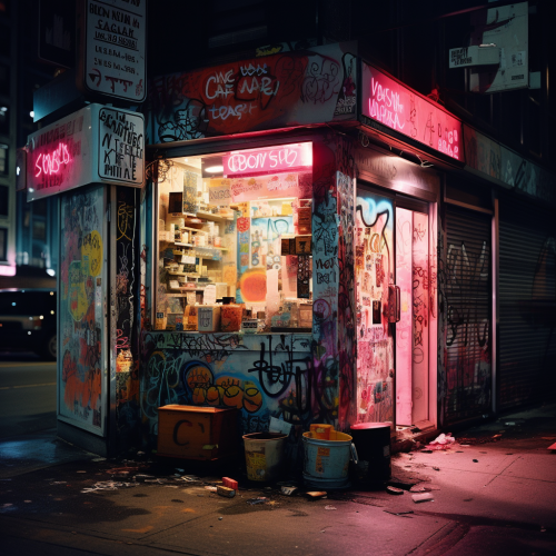 shiftedreality a shop or store with graffiti on the outside and 280e8857-84f5-4f53-8894-1c6451592efb