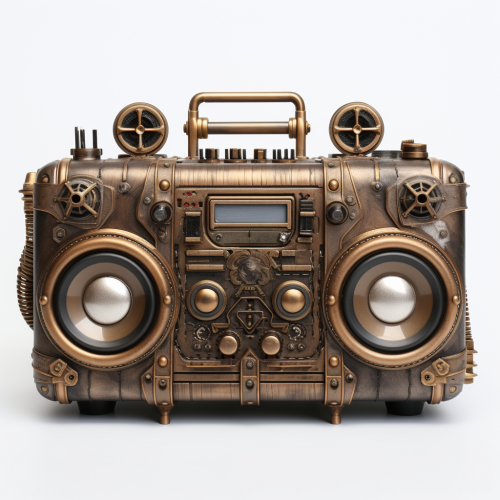 shiftedreality a steampunk ghettoblaster. White background. Ult d15030b2-77e7-4825-9262-a57fbd425029