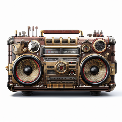 shiftedreality a steampunk ghettoblaster. White background. Ult ea6126c4-209d-4548-a84c-d996c6fb7837