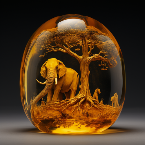 shiftedreality an amber with an elephant inside it in the style 948ad13f-dcbf-44fe-ac9d-16c178beb86c