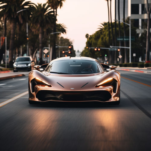 shiftedreality an elegant copper sparkle hypercar driving in Lo 87bb2c7e-2136-4b5b-a4a7-39837a50869b