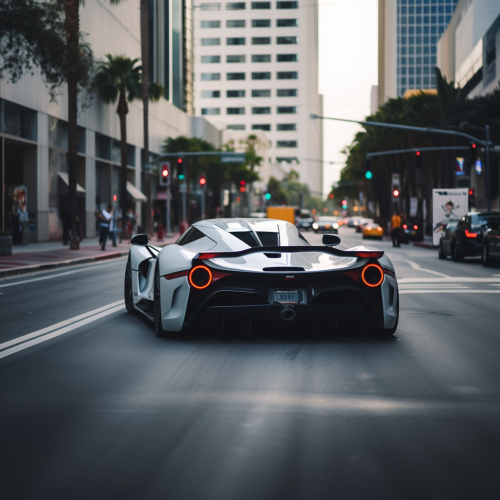shiftedreality an elegant white hypercar driving in Los Angeles 7ed71087-fc07-4ac3-b70e-797faea86e7c