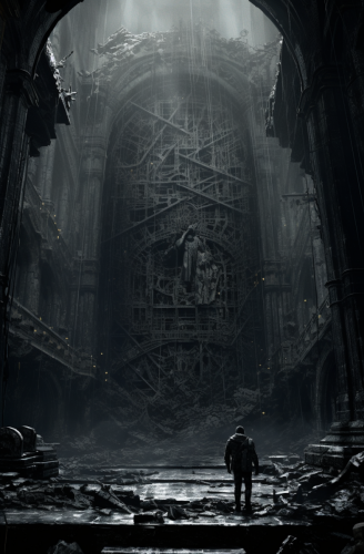 shiftedreality an illustration of a man walking in an old build 0a0bbec2-dd5f-4941-8812-5a6dc9cef932 (1)