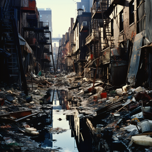 shiftedreality an new york slum alleyway surrounded by building a9ac4b66-e9bb-4758-a3ea-a7c84d4d4f2a