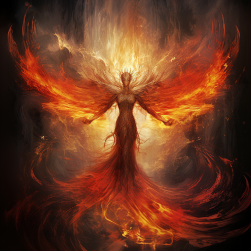 shiftedreality fire angel a in the style of powerful symbolism  86746d20-5ecb-4275-bd87-3cd2ada5e054