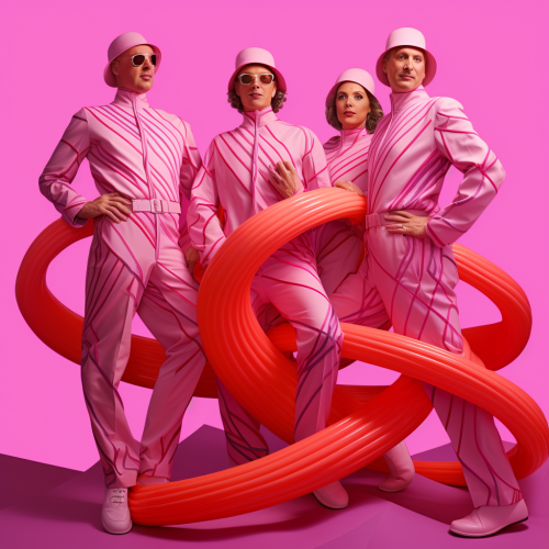 shiftedreality four men in pink clothing posing for a photo in  35608731-b66a-44e7-981c-77739cb8d7b1