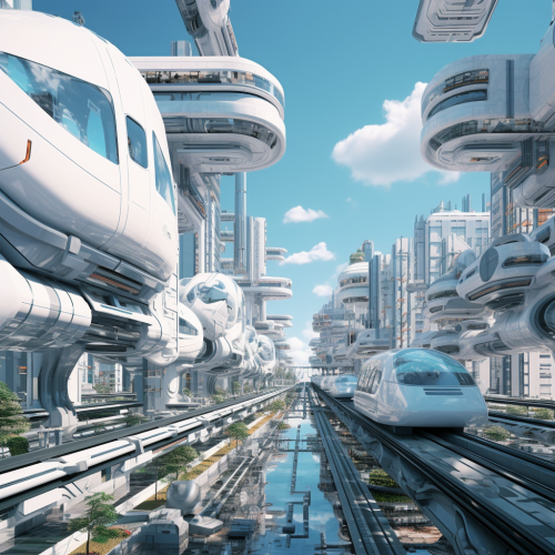 shiftedreality future transport train in futuristic city in the deb67b6d-7a31-4e95-96f5-03ac6abf4726