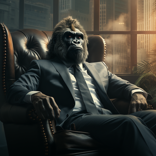 shiftedreality king Kong in a businesses man suite a25e9769-5c5c-4f0e-a206-56815681e63c