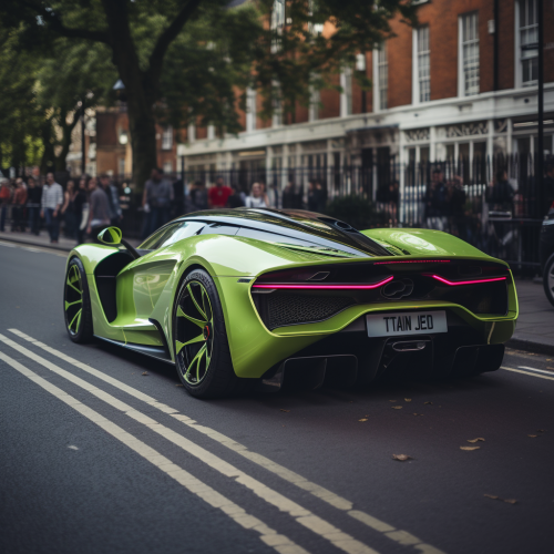 shiftedreality low angle shot of a lime sparkle hypercar. extre 90322a7f-20f9-4536-b61d-3a2171318eec