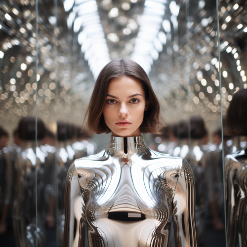 shiftedreality photo of a beautiful young woman in a hall of mi eb12f260-0523-4981-b4b4-65bd445cfc6b (1)