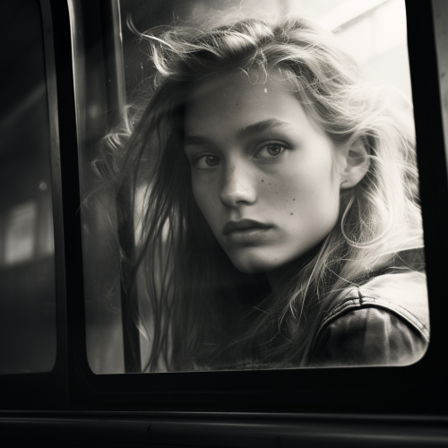 shiftedreality reflections in a train window in the style of en 3069ae57-a3a2-49a0-ad41-96516c09fe92