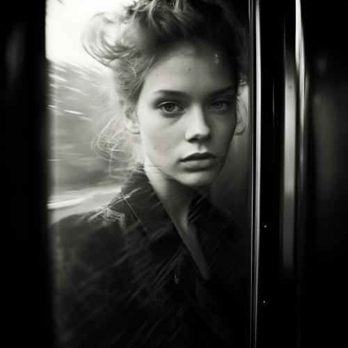 shiftedreality reflections in a train window in the style of en fafcfae7-6c31-474e-be74-1d86a045e338