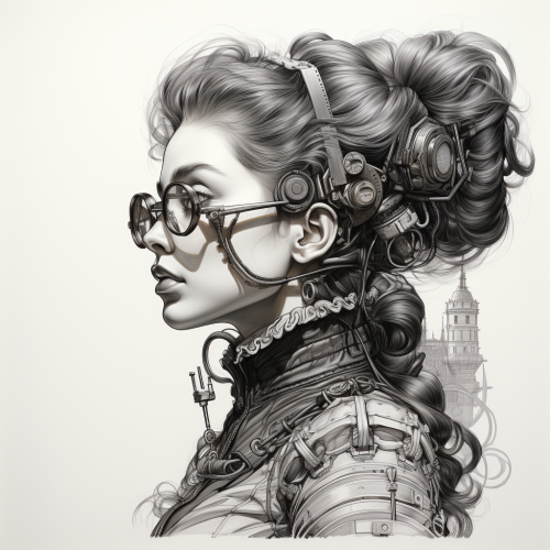 shiftedreality steampunk woman by john betz in the style of pen 9703c64f-35c8-423c-af39-d6c92525c166 (1)