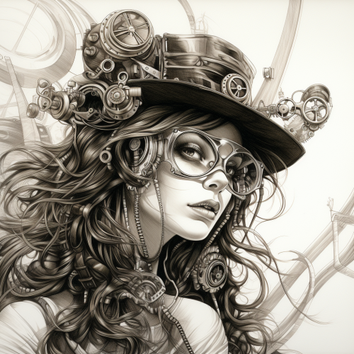 shiftedreality steampunk woman by john betz in the style of pen a6bf93de-18d5-43d2-874b-05e8d6e7bcc7 (1)