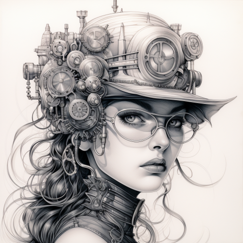 shiftedreality steampunk woman by john betz in the style of pen efd60735-41b4-4286-a898-a85ea9f3cc23 (1)