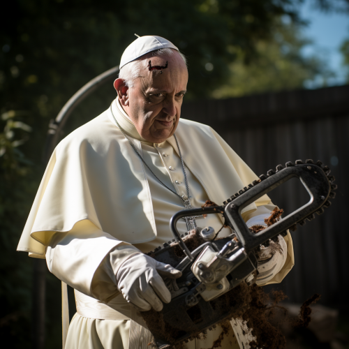 shiftedreality the pope in a texas chainsaw leatherface outfit c959efe9-8f96-4d55-87c9-c92e670a4335 (1)