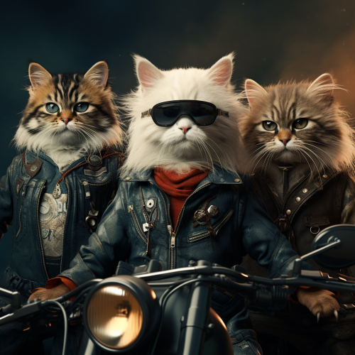 shiftedreality white cat and black cat and red cat as biker Gan 890ac381-b97b-4ff0-b4ec-afc11e32d55c